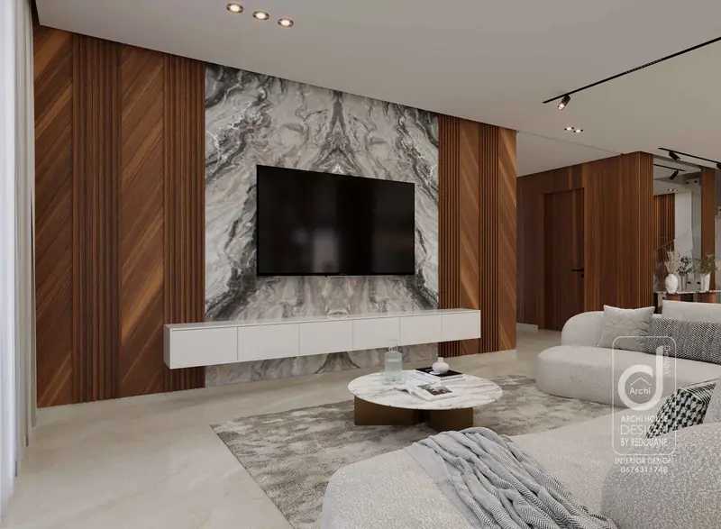 Realistic render of a living room