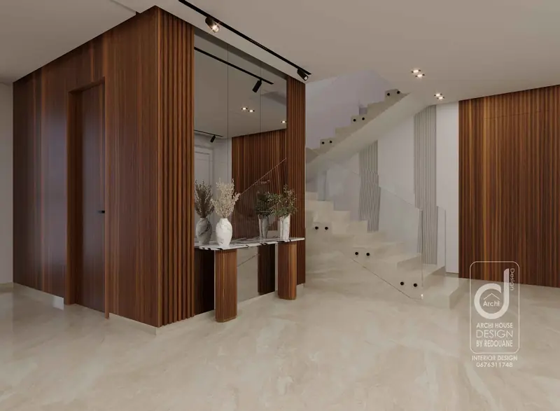 Entrance with staircase and console table