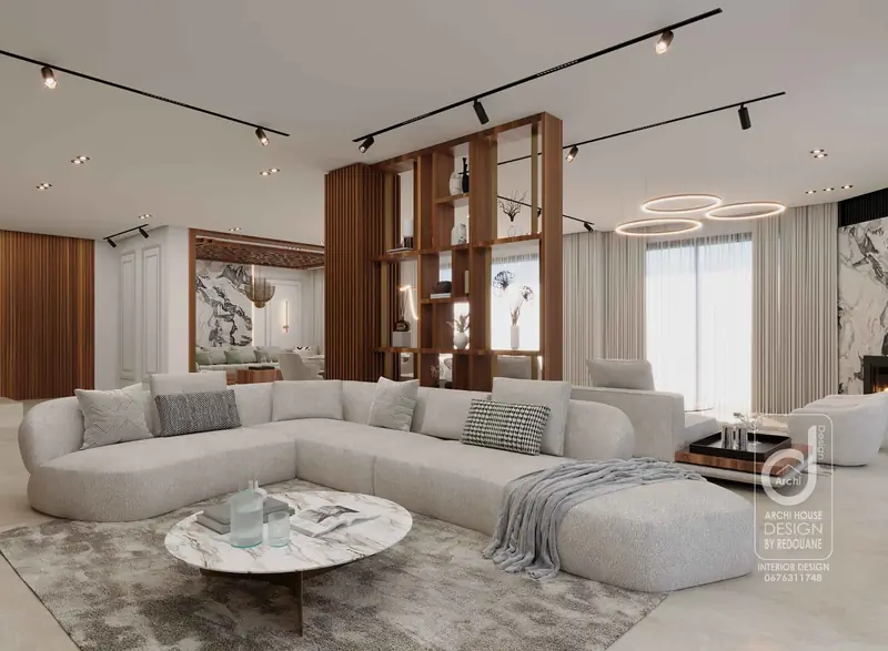 Living room in 3D visualization