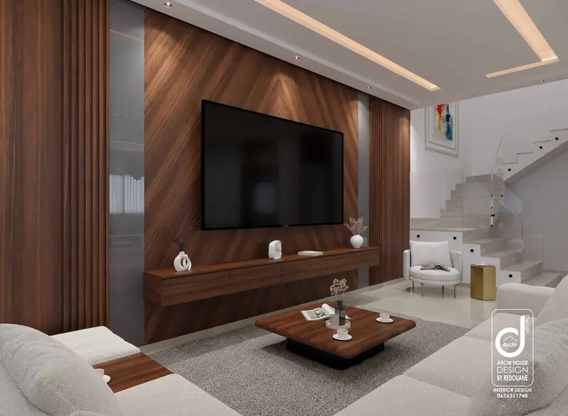 Designer living room and staircase